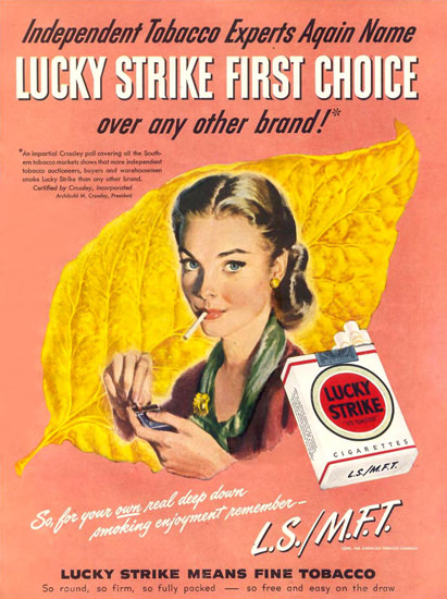 Lucky Strike Fine Tabacco Girl 1948 Cigarettes