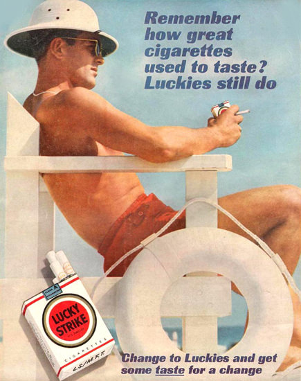 Lucky Strike Lifeguard On Duty 1961 Cigarettes | Sex Appeal Vintage Ads and Covers 1891-1970