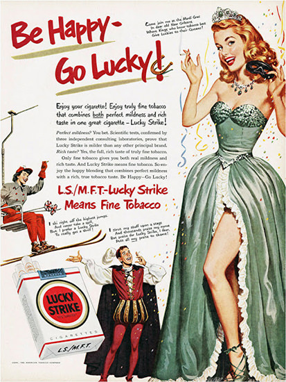 Lucky Strike Princess Be Happy Go Lucky | Sex Appeal Vintage Ads and Covers 1891-1970