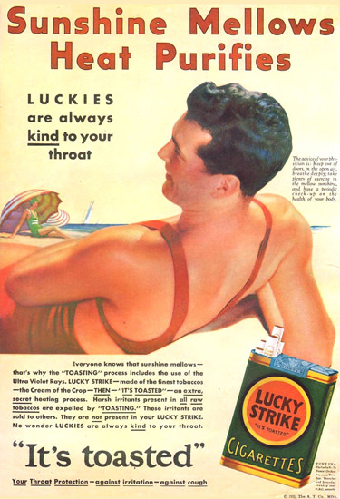 Lucky Strike Sunshine Mellows Heat Purifies 1931 | Sex Appeal Vintage Ads and Covers 1891-1970