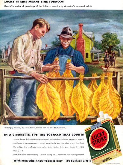 Lucky Strike Unstringing Tabacco A Bohrod 1942 | Vintage Ad and Cover Art 1891-1970