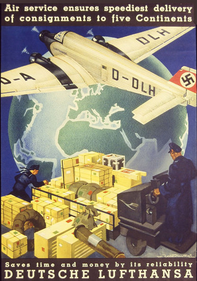 Lufthansa Air Ensures Speediest Delivery 1935 | Vintage Travel Posters 1891-1970