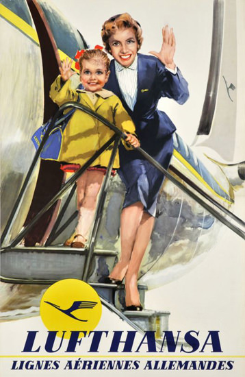 Lufthansa Lignes Aeriennes Allemandes 1955 | Vintage Travel Posters 1891-1970