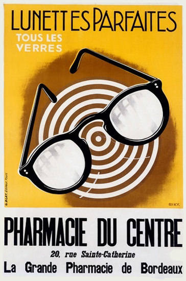 Lunettes Parfaites Pharmacie Centre Bordeaux | Vintage Ad and Cover Art 1891-1970