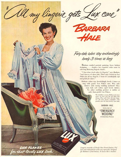 Lux Barbara Hale Emergency Wedding 1950 | Sex Appeal Vintage Ads and Covers 1891-1970