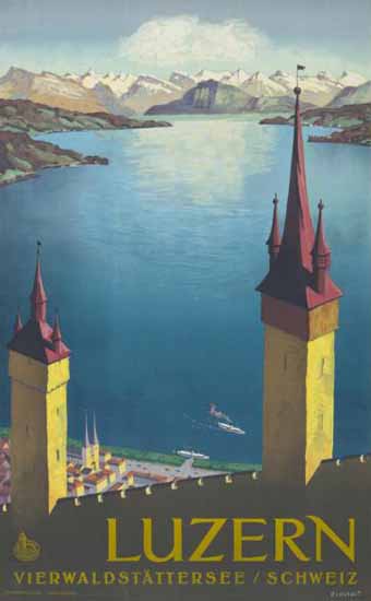 Luzern Vierwaldstättersee Schweiz Switzerland 1936 | Vintage Travel Posters 1891-1970