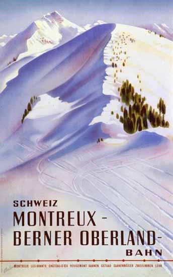 MOB Montreux Berner Oberland Bahn Switzerland 1940 | Vintage Travel Posters 1891-1970