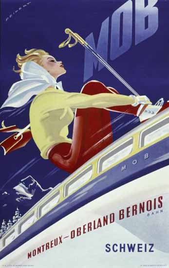 MOB Montreux Oberland Bernois Switzerland 1946 | Vintage Travel Posters 1891-1970