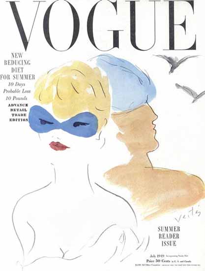 Marcel Vertes Vogue Cover 1949-07-01 Copyright | Vogue Magazine Graphic Art Covers 1902-1958