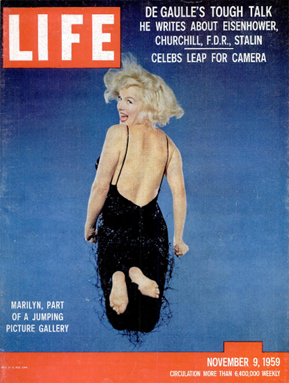 Marilyn Monroe Jumping Pictures 9 Nov 1959 Copyright Life Magazine | Life Magazine Color Photo Covers 1937-1970