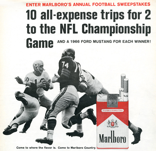 Marlboro 10 Trips For NFL Championship 1966 | Vintage Ad and Cover Art 1891-1970