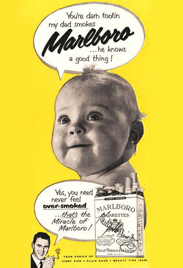 Marlboro Baby My Dad Smokes Knows Good 1951 | Mad Men Art | Vintage Ad ...