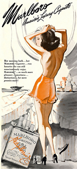 Marlboro Cigarettes Topless Girl 1944 | Sex Appeal Vintage Ads and Covers 1891-1970