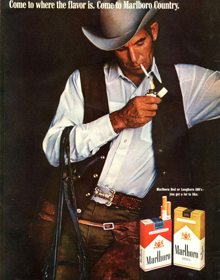 Marlboro Come To Marlboro Country 1970 Dark | Sex Appeal Vintage Ads and Covers 1891-1970