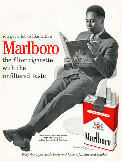 Marlboro Emlen Tunnell Green Bay Packers 1961 | Mad Men Art | Vintage ...