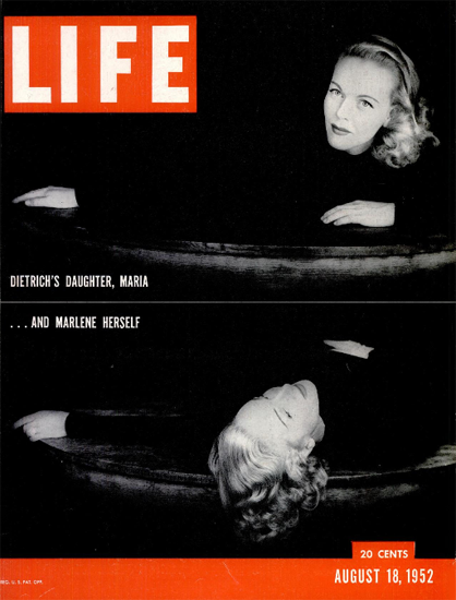 Marlene Dietrich and Maria Dietrich 18 Aug 1952 Copyright Life Magazine | Life Magazine BW Photo Covers 1936-1970