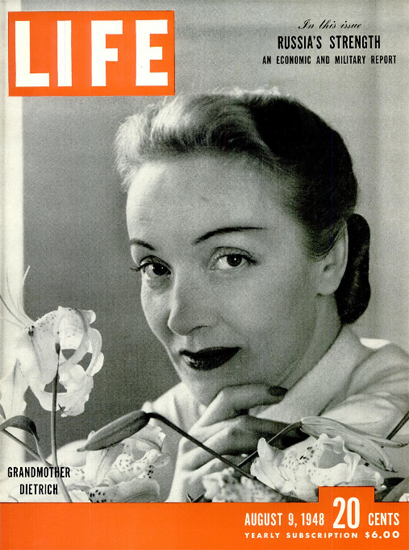 Marlene Dietrich is Grandmother 9 Aug 1948 Copyright Life Magazine | Life Magazine BW Photo Covers 1936-1970