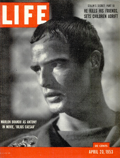 Marlon Brando in Julius Caesar 20 Apr 1953 Copyright Life Magazine | Life Magazine BW Photo Covers 1936-1970