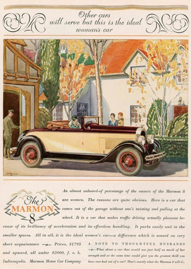 Marmon 8 Motor Car Company Womans Car | Vintage Cars 1891-1970