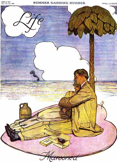 Marooned Life Humor Magazine 1909-06-03 Copyright | Life Magazine Graphic Art Covers 1891-1936