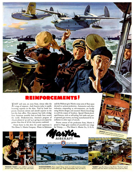 Martin Aircraft Reinforcements | Vintage War Propaganda Posters 1891-1970