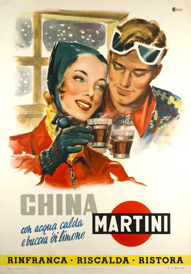 Martini China Con Acqua Calda E Di Limone 1950 | Sex Appeal Vintage Ads and Covers 1891-1970