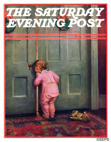 Mary Ellen Sigsbee Saturday Evening Post Christmas Peek 1934_12_22 | The Saturday Evening Post Graphic Art Covers 1931-1969