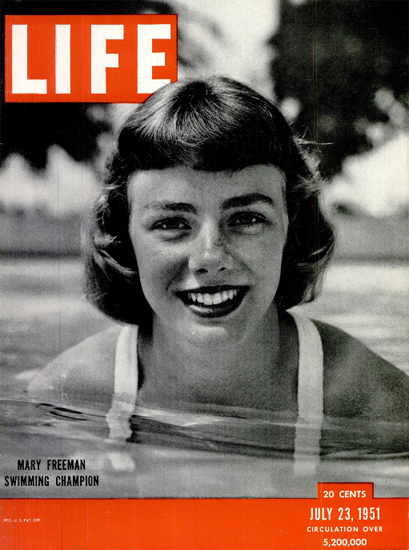 Mary Freeman Swimming Champion 23 Jul 1951 Copyright Life Magazine | Life Magazine BW Photo Covers 1936-1970