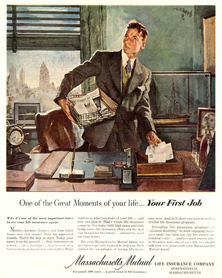 Massachusetts Mutual Your First Job | Sex Appeal Vintage Ads and Covers 1891-1970