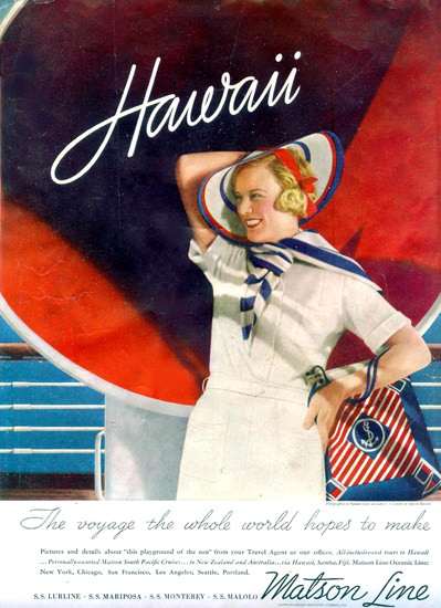 Matson Line Hawaii The Voyage 1935 | Vintage Travel Posters 1891-1970