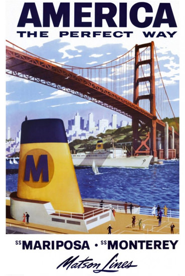 Matson Line SS Mariposa SS Monterey 1930s | Vintage Travel Posters 1891-1970