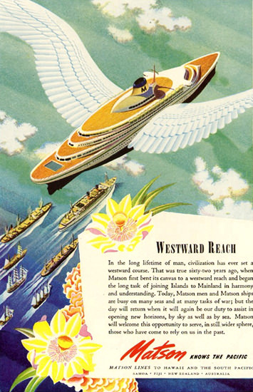 Matson Line Westward Beach 1944 | Vintage Travel Posters 1891-1970