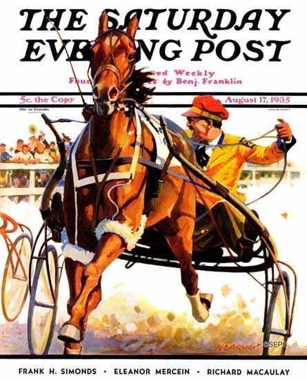 Maurice Bower Saturday Evening Post Harness Race 1935_08_17 | The Saturday Evening Post Graphic Art Covers 1931-1969