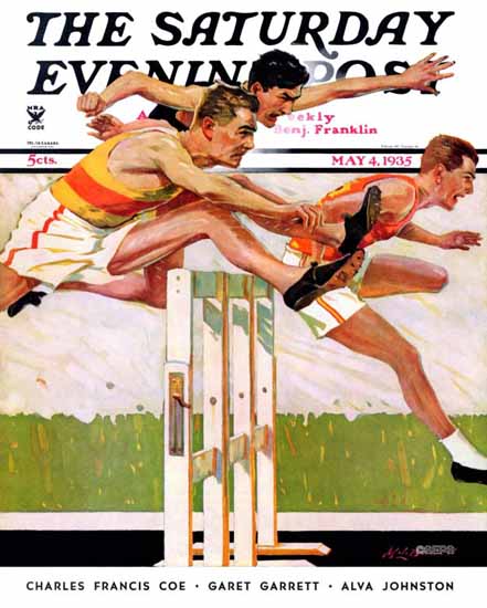 Maurice Bower Saturday Evening Post Hurdlers 1935_05_04 | The Saturday Evening Post Graphic Art Covers 1931-1969