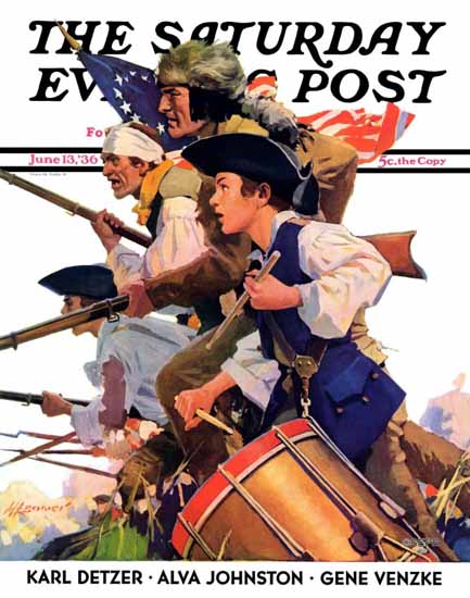 Maurice Bower Saturday Evening Post Minutemen 1936_06_13 | The Saturday Evening Post Graphic Art Covers 1931-1969