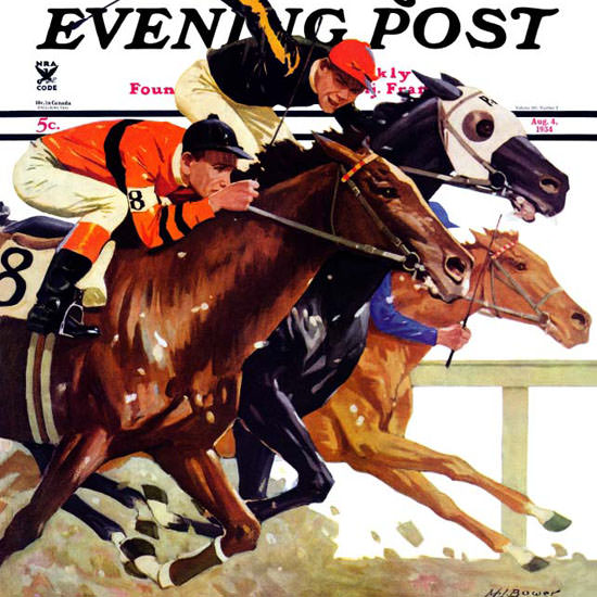 Maurice Bower Saturday Evening Post Race 1934_08_04 Copyright crop | Best of 1930s Ad and Cover Art