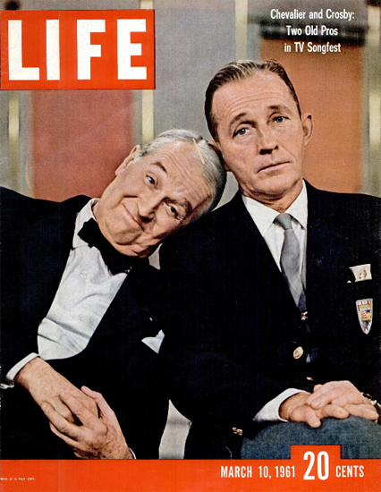 Maurice Chevalier and Bing Crosby 10 Mar 1961 Copyright Life Magazine | Life Magazine Color Photo Covers 1937-1970