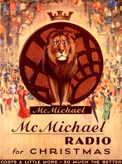 Mc Michael Radio For Christmas Lion | Vintage Ad and Cover Art 1891-1970