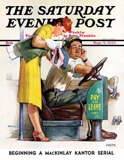 McCauley Conner Saturday Evening Post Bus Fare 1939_09_09 | The Saturday Evening Post Graphic Art Covers 1931-1969