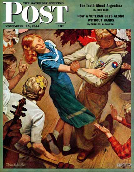 Mead Schaeffer Saturday Evening Post Barn Dance 1944_11_25 | The Saturday Evening Post Graphic Art Covers 1931-1969