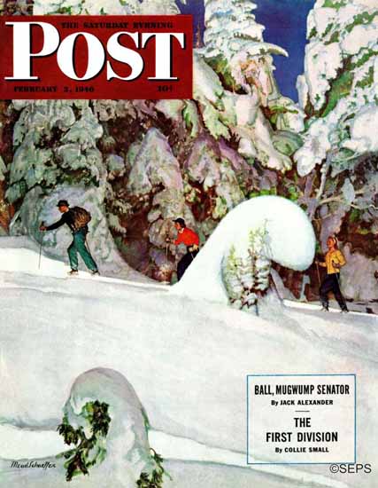 Mead Schaeffer Saturday Evening Post Cross Country 1946_02_02 | The Saturday Evening Post Graphic Art Covers 1931-1969