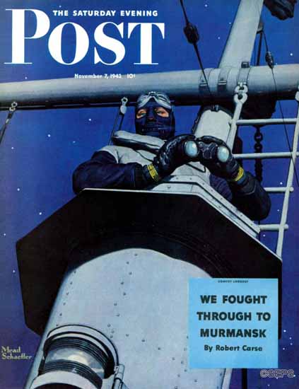 Mead Schaeffer Saturday Evening Post Naval Lookout 1942_11_07 | The Saturday Evening Post Graphic Art Covers 1931-1969