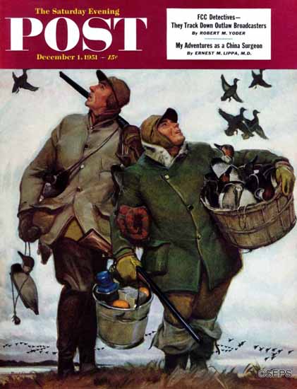 Mead Schaeffer Saturday Evening Post Nothing but Decoys 1951_12_01 | The Saturday Evening Post Graphic Art Covers 1931-1969