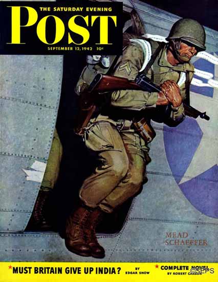 Mead Schaeffer Saturday Evening Post Paratrooper 1942_09_12 | The Saturday Evening Post Graphic Art Covers 1931-1969