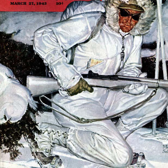 Mead Schaeffer Saturday Evening Post Ski 1943_03_27 Copyright crop | Best of Vintage Cover Art 1900-1970