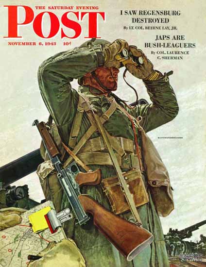 Mead Schaeffer Saturday Evening Post Tank Patrol 1943_11_06 | The Saturday Evening Post Graphic Art Covers 1931-1969