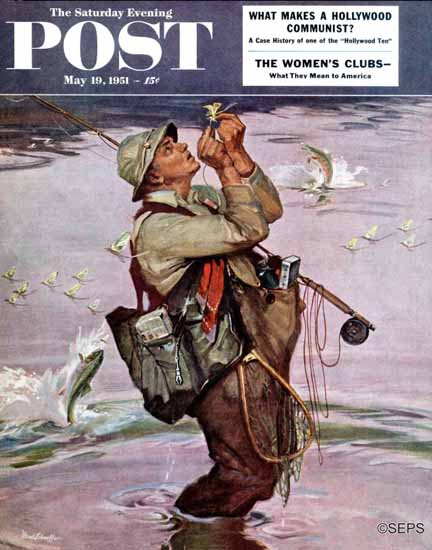 Mead Schaeffer Saturday Evening Post The Fish are Jumping 1951_05_19 | The Saturday Evening Post Graphic Art Covers 1931-1969