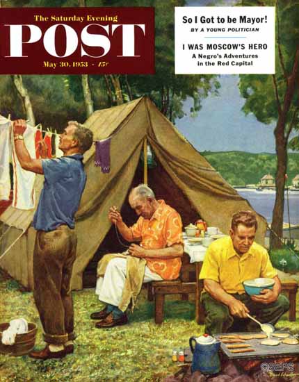 Mead Schaeffer Saturday Evening Post Three Generations 1953_05_30 | The Saturday Evening Post Graphic Art Covers 1931-1969