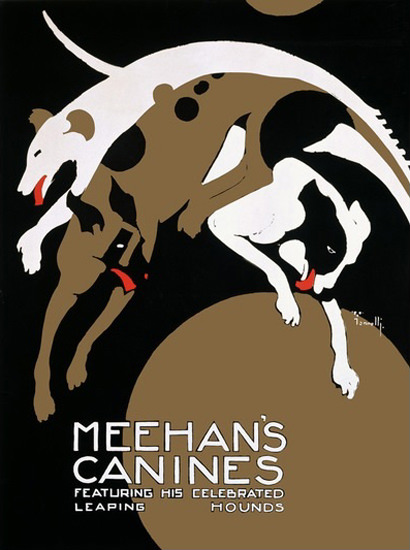 Meehans Canines Leaping Hounds Dog Circus | Vintage Ad and Cover Art 1891-1970