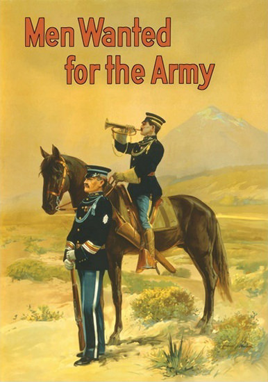 Men Wanted For The Army Soldier Trumpeter | Vintage War Propaganda Posters 1891-1970